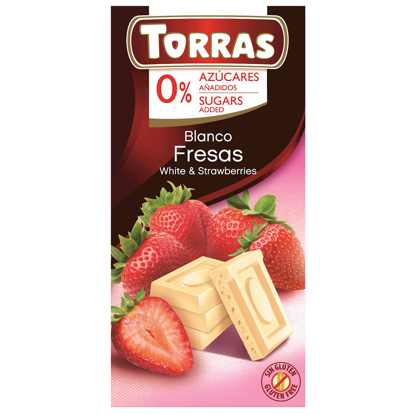 BIAŁA CZEKOLADA Z TRUSKAWKAMI BEZ CUKRU 75G - TORRAS