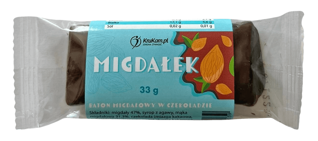 BATON MIGDAŁEK W CZEKOLADZIE 33G - KRUKAM  