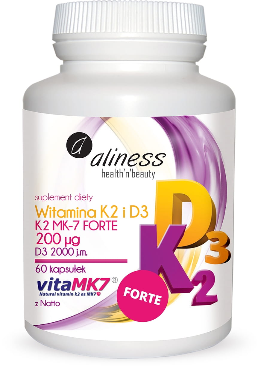 NATURALNA WITAMINA K2 FORTE MK-7 200 ug + D3 60 KAPS - ALINESS