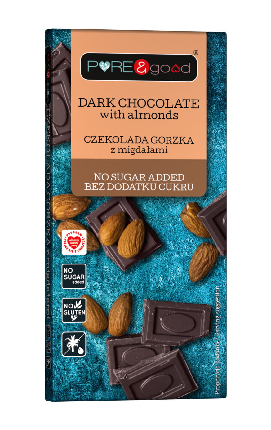 CZEKOLADA GORZKA Z MIGDAŁAMI 75G - PURE&GOOD