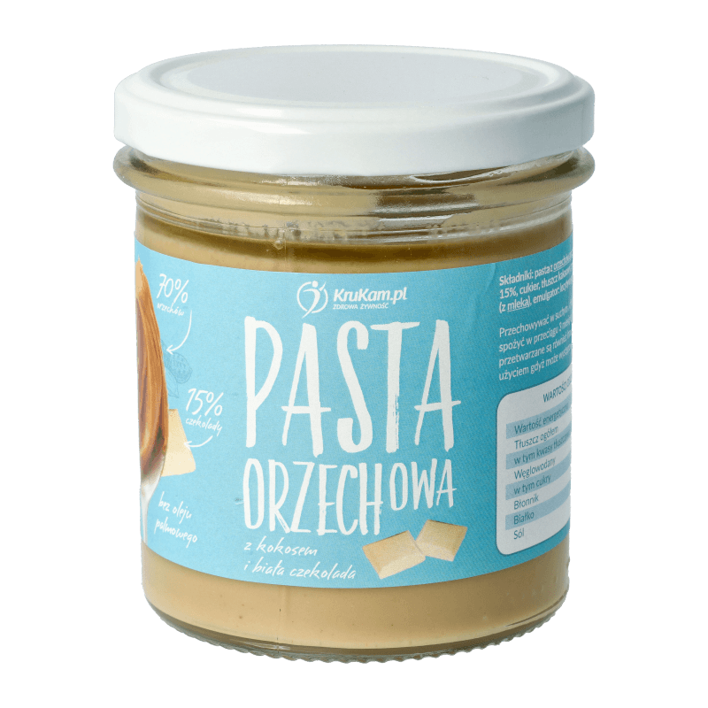PASTA ORZECHOWA Z KOKOSEM I BIAŁĄ CZEKOLADA - KRUKAM