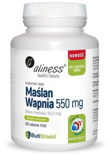 MAŚLAN WAPNIA 550 MG (BEZ SODU) 100 TAB MATRYCOWYCH - ALINESS