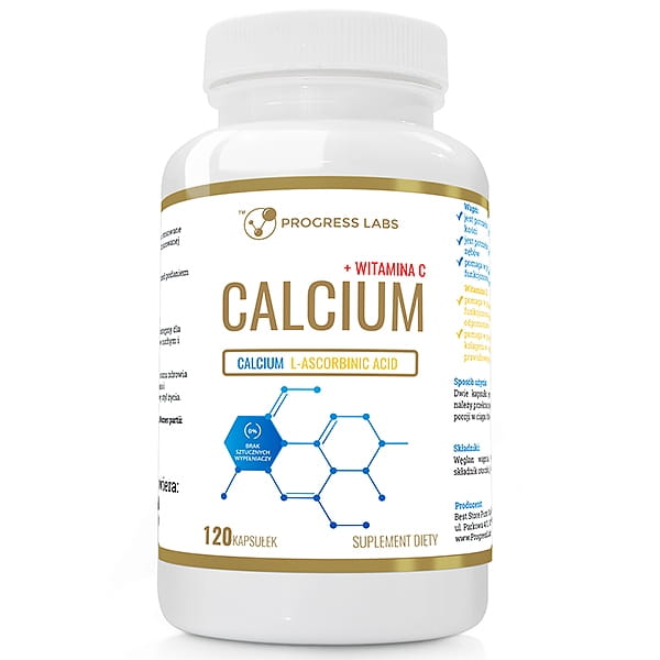 CALCIUM + WITAMINA C 120 KAPS - PROGRESS LABS