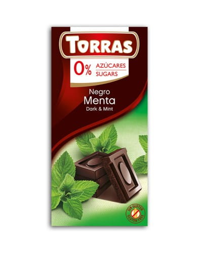 CZEKOLADA GORZKA Z MIĘTA BEZ DODATKU CUKRU 75G - TORRAS