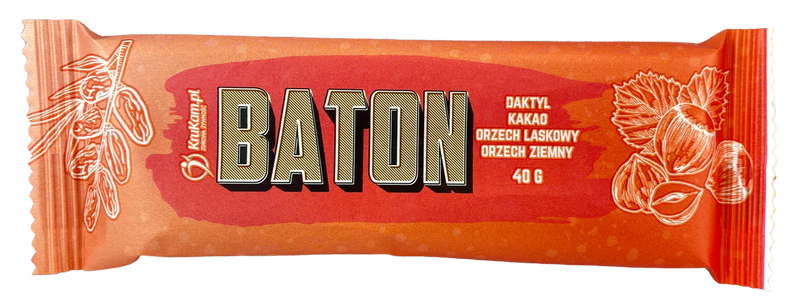 BATON DAKTYLOWY Z KAKAO I ORZECHAMI 40G - KRUKAM