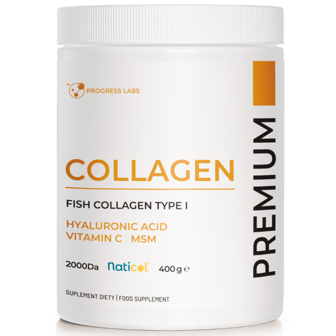 KOLAGEN NATURALNY PREMIUM 10000 MG HA MSM VIT C WSPIERA SKÓRĘ I STAWY 400 G - PROGRESS LABS