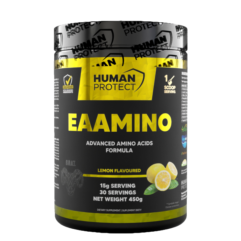 EAAMINO 450 G KOMPLETNA FORMUŁA AMINOKWASÓW EAA Z ELEKTROLITAMI I WSPARCIEM REGENERACJI - HUMAN PROTECT