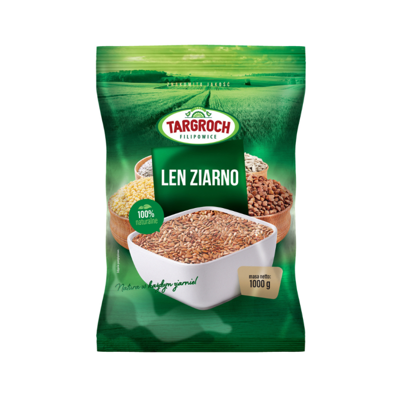 LEN BRĄZOWY ZIARNO 1KG FLOWPACK - TARGROCH