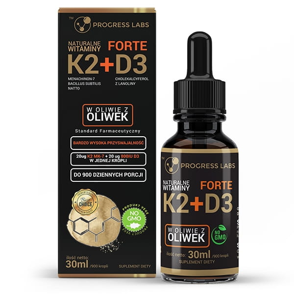 NATURALNA WITAMINA K2 MK-7 + D3 FORTE 30ML - PROGRESS LABS