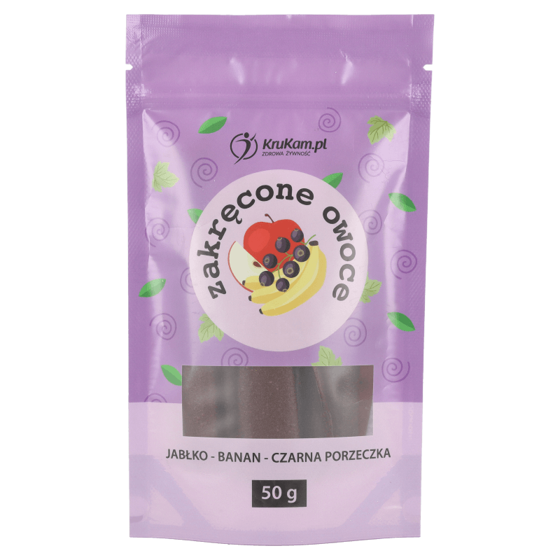 ZAKRĘCONE OWOCE JABŁKO-BANAN- CZARNA PORZECZKA 50G - KRUKAM