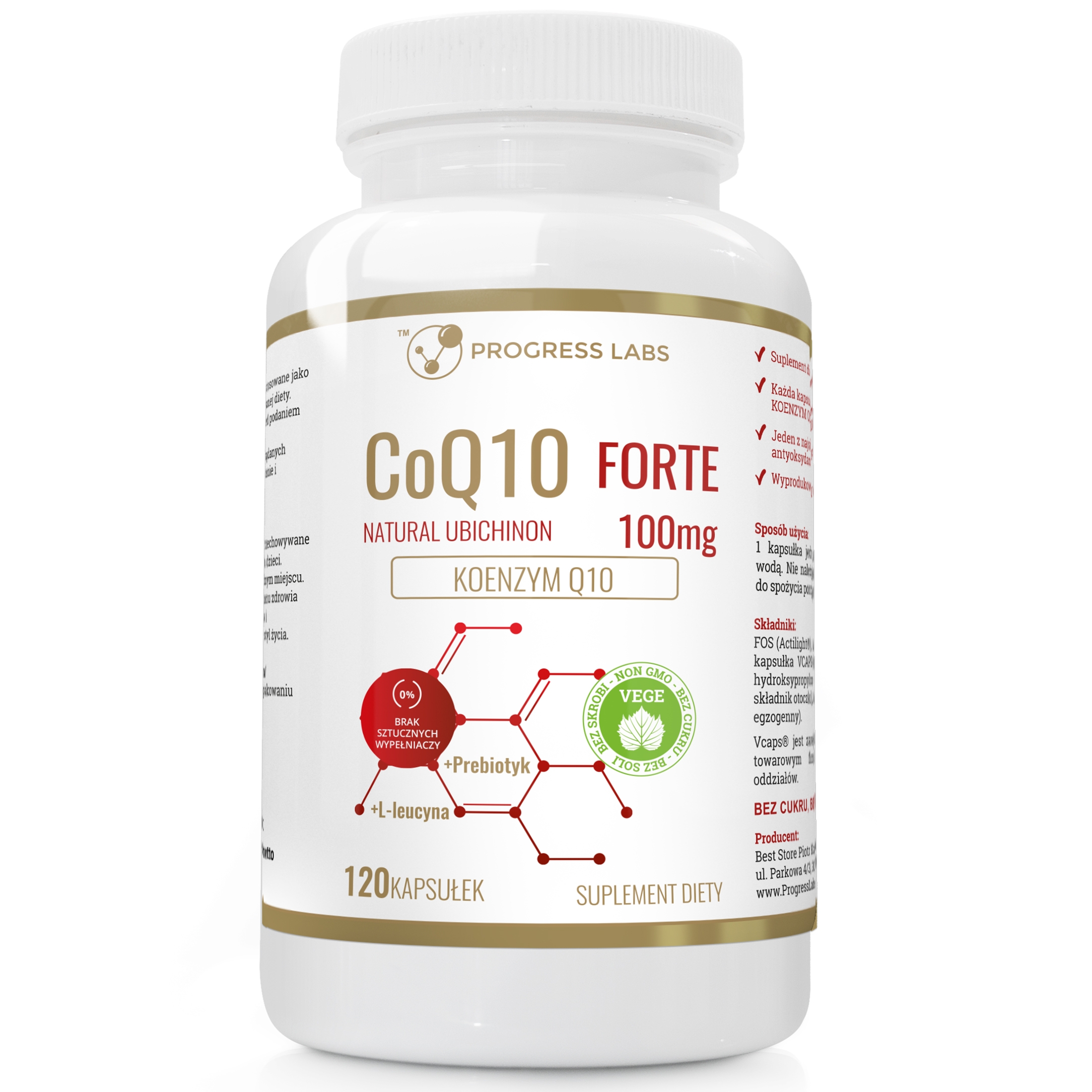 COENZYME Q10 FORTE + L-LEUCYNA 120 KAPS - PROGRESS LABS