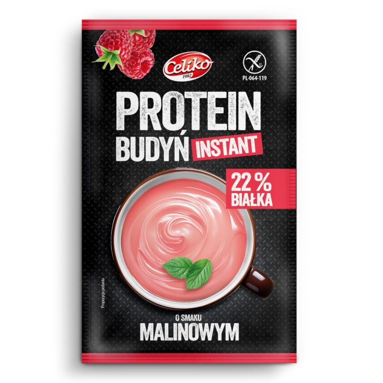 BUDYŃ PROTEINOWY O SMAKU MALINOWYM 40G BEZGLUTENOWY - CELIKO