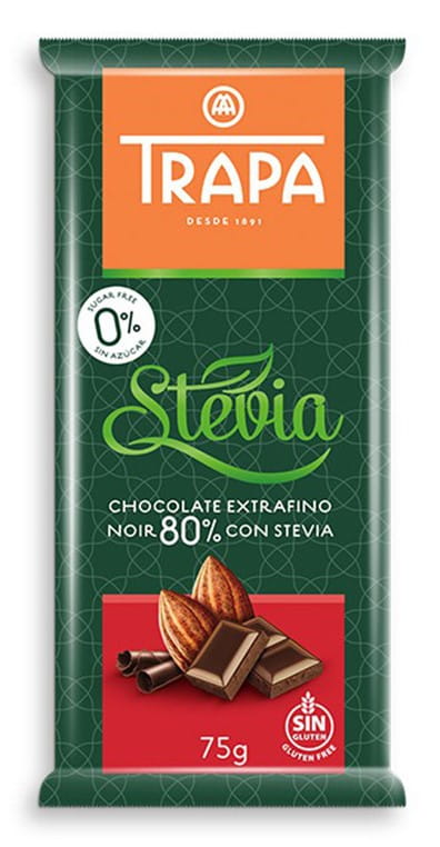 CZEKOLADA GORZKA ZE STEWIĄ 80% KAKAO 75G - TRAPA